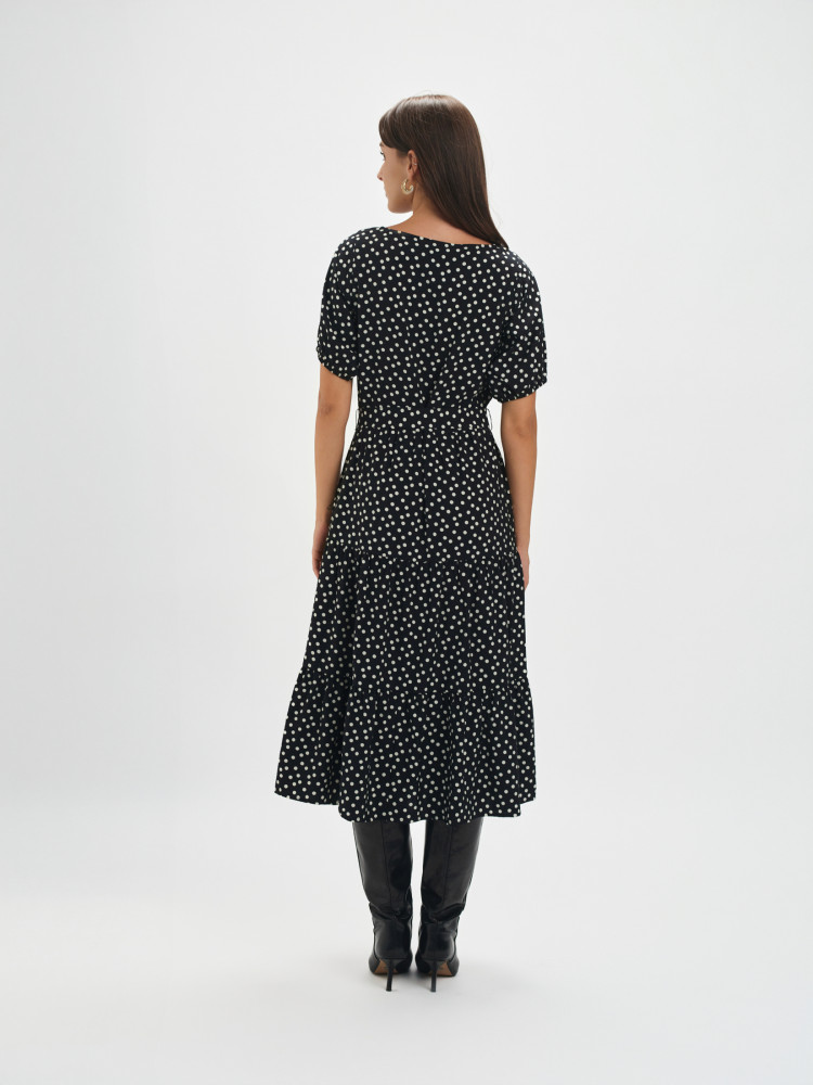 Długa sukienka w groszki 