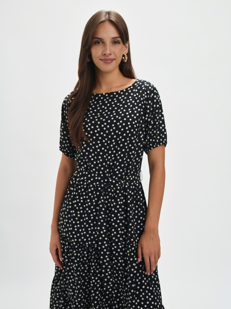 Długa sukienka w groszki 