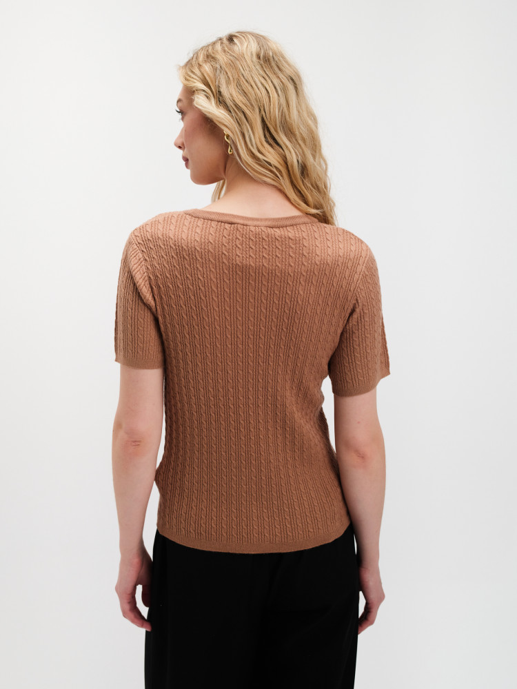 Strukturalny sweter z krótkim rękawem 