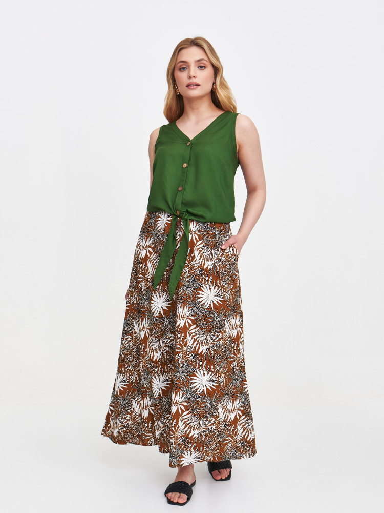 Zielona bluzka wiskozowa z wiązaniem 