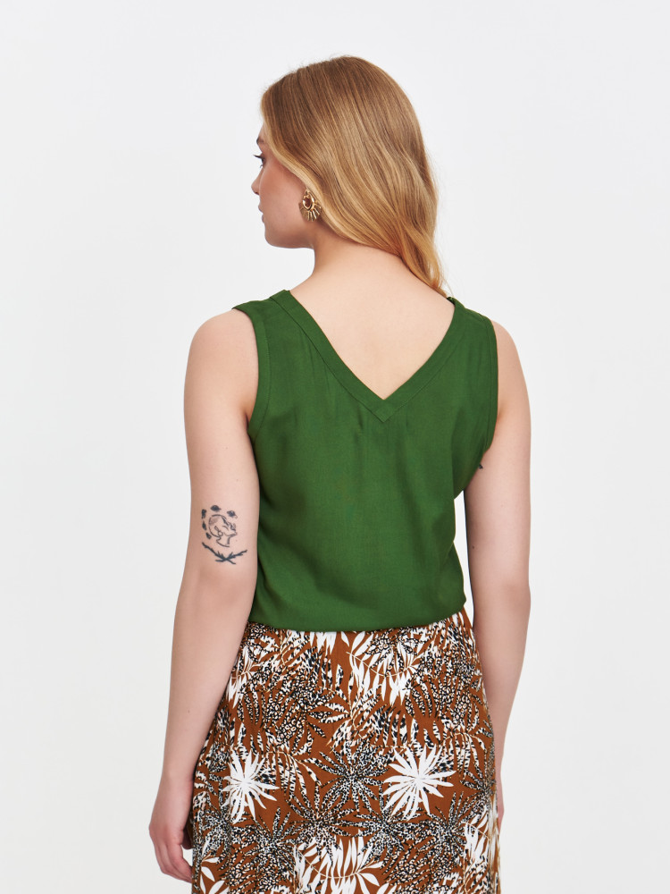 Zielona bluzka wiskozowa z wiązaniem 