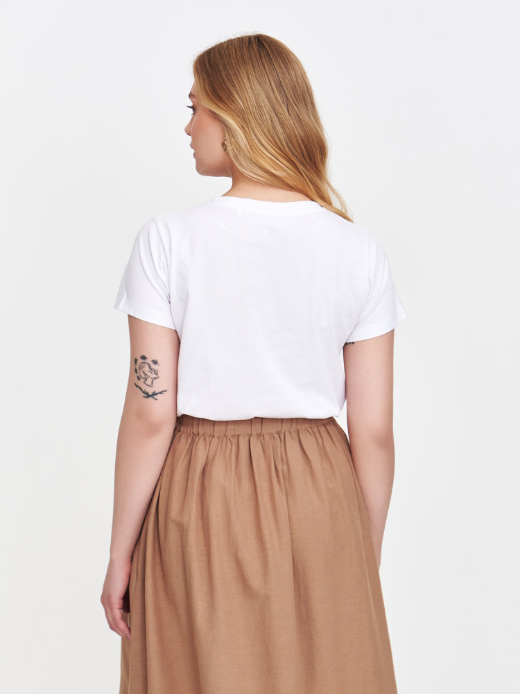 Biała bluzka z połyskującym nadrukiem 