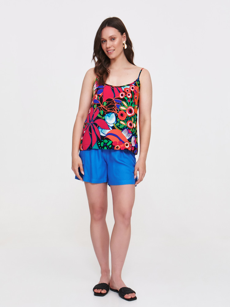 Top z kolorowym printem na ramiączkach 