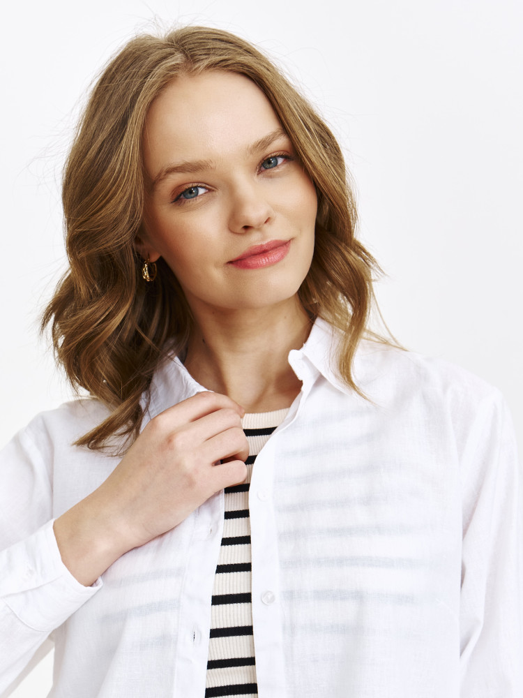 Biała koszula bawełniano-lniana 