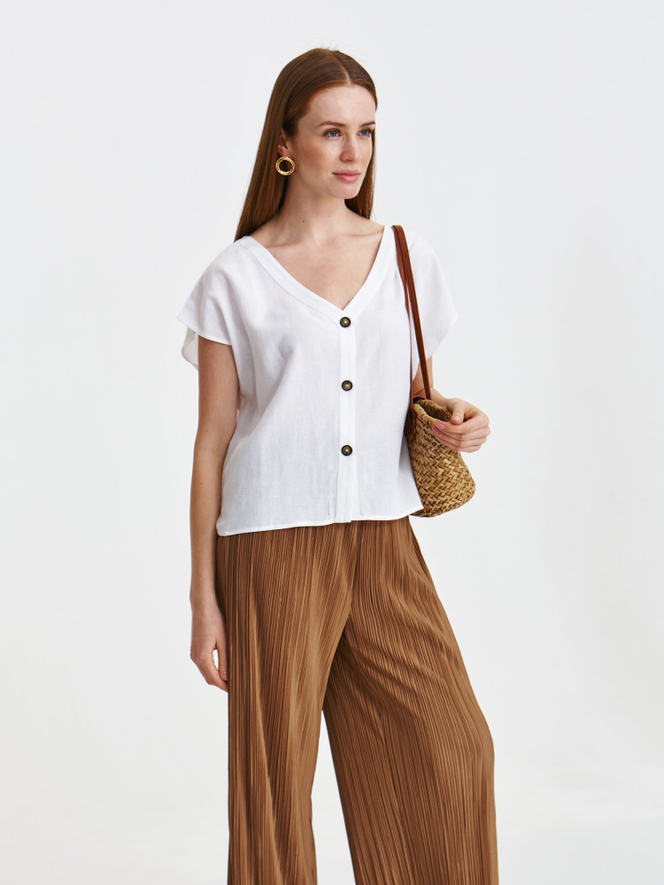 Rustykalna bluzka z domieszką lnu  Rustykalna bluzka z domieszką lnu