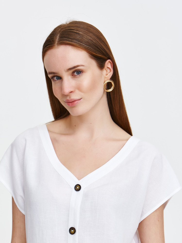 Rustykalna bluzka z domieszką lnu  Rustykalna bluzka z domieszką lnu