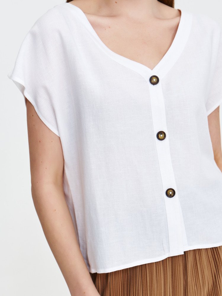 Rustykalna bluzka z domieszką lnu  Rustykalna bluzka z domieszką lnu