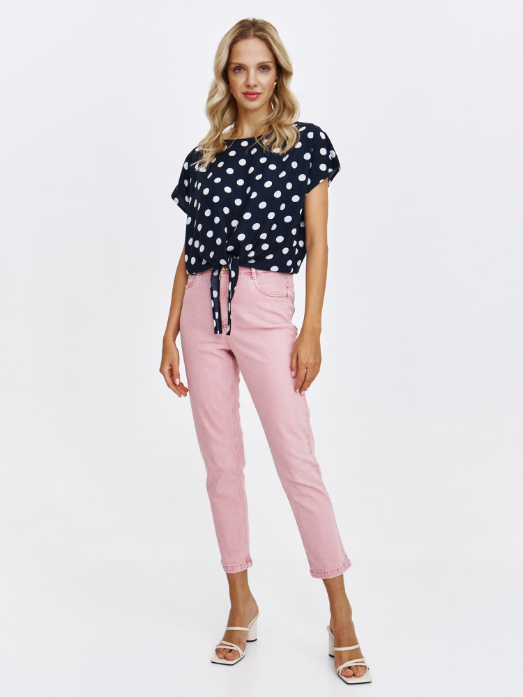 Granatowa bluzka w grochy 