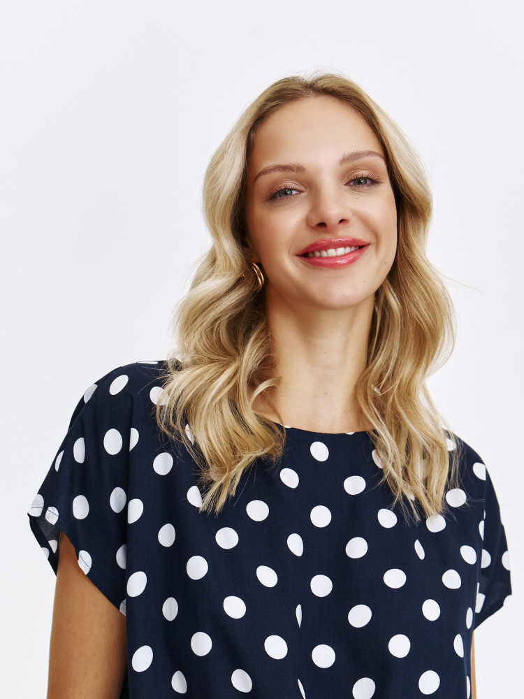 Granatowa bluzka w grochy 