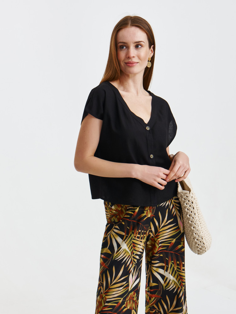 Bluzka wiskozowa z domieszką lnu 