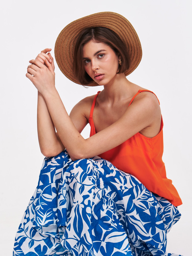 Pomarańczowy top na ramiączkach 