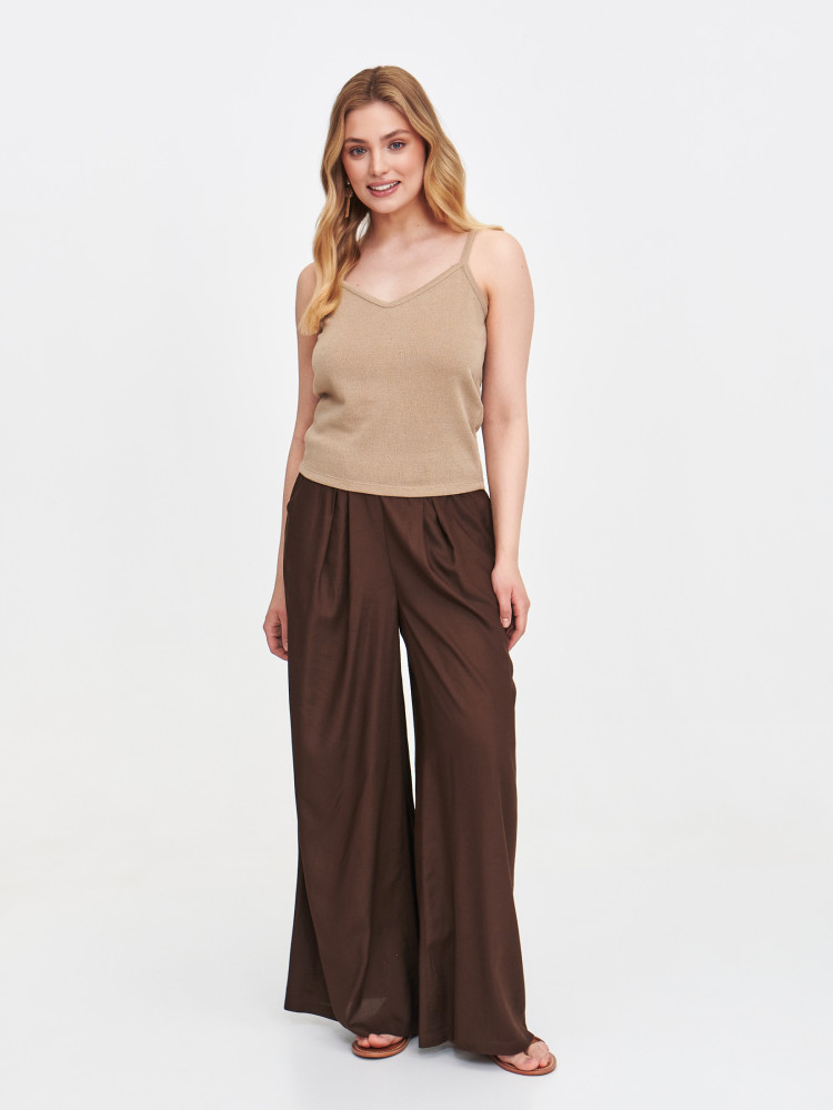 Top na ramiączkach z dzianiny w prążek 