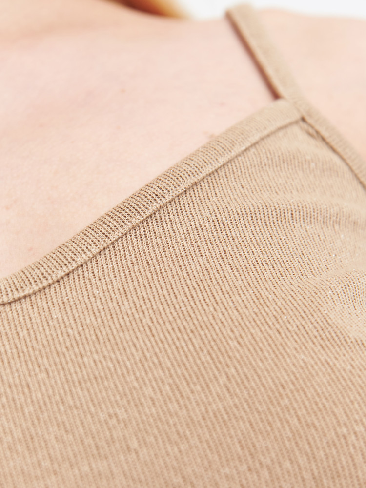 Top na ramiączkach z dzianiny w prążek 