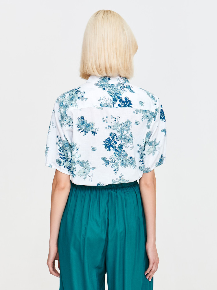 Koszula w kwiaty z krótkim rękawem 