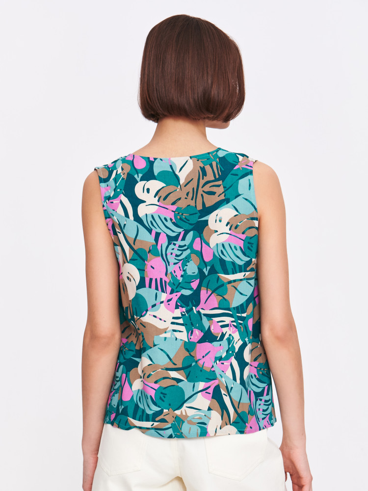 Bluzka w pastelowy wzór tropic