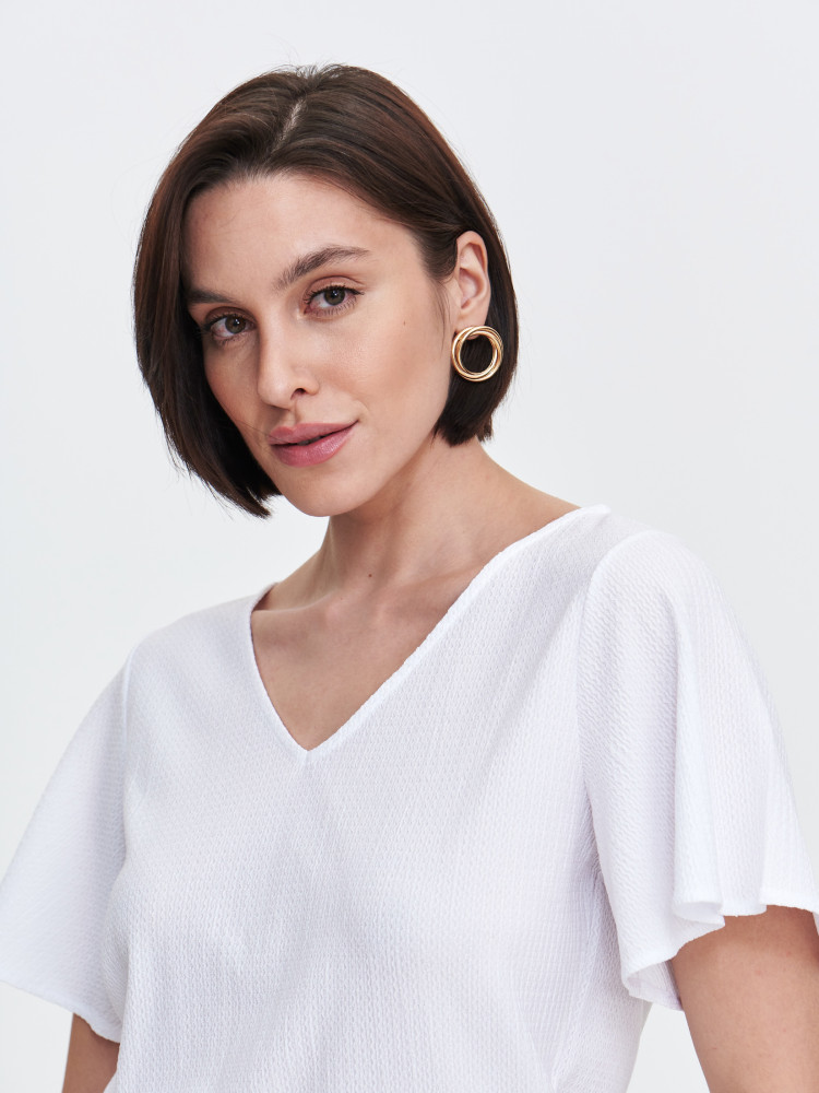 Strukturalna biała bluzka  Strukturalna biała bluzka