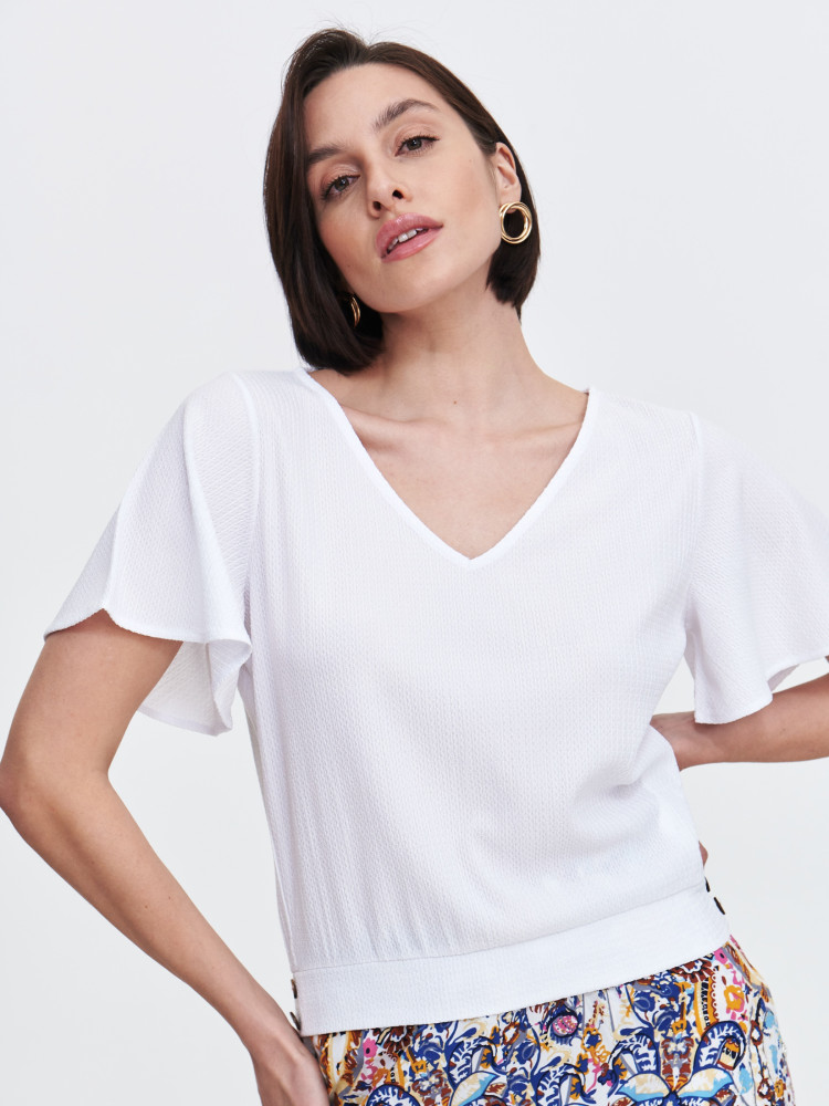 Strukturalna biała bluzka  Strukturalna biała bluzka