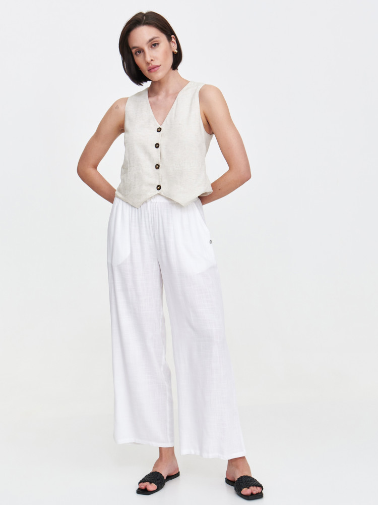 Beżowa kamizelka wiskozowo-lniana 