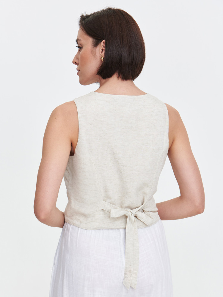 Beżowa kamizelka wiskozowo-lniana 