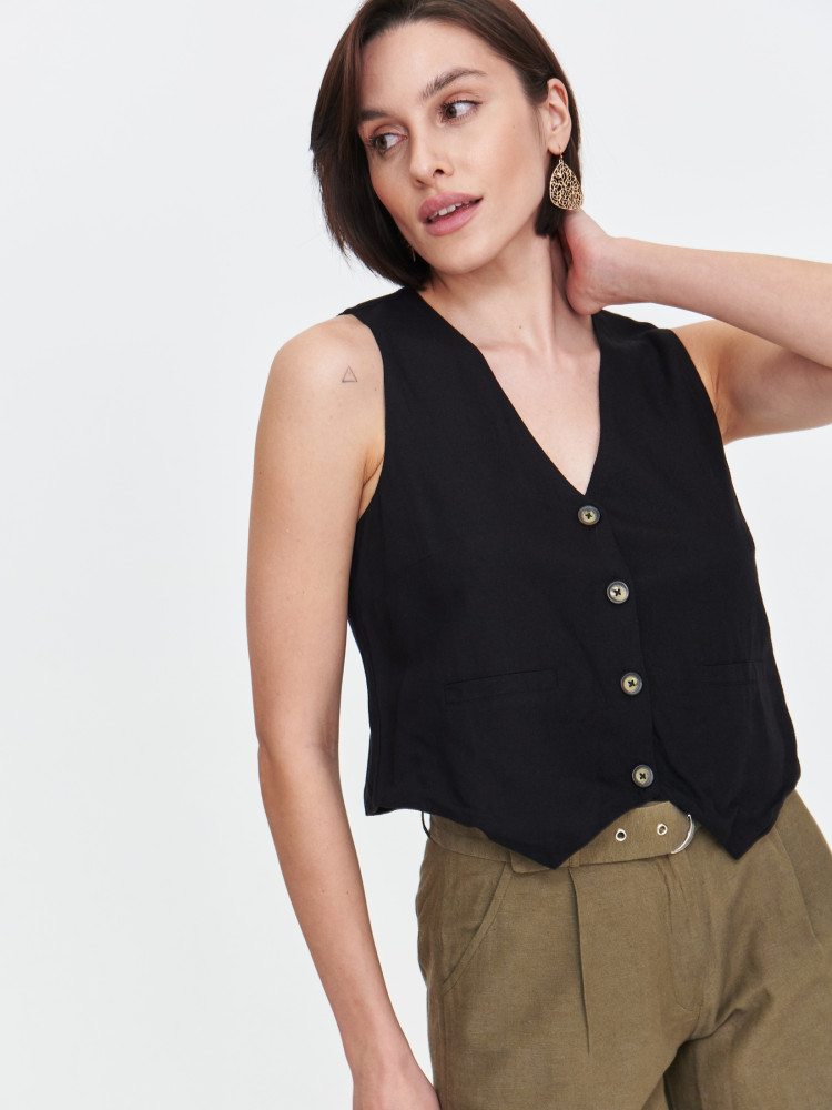 Wiskozowo-lniana kamizelka 