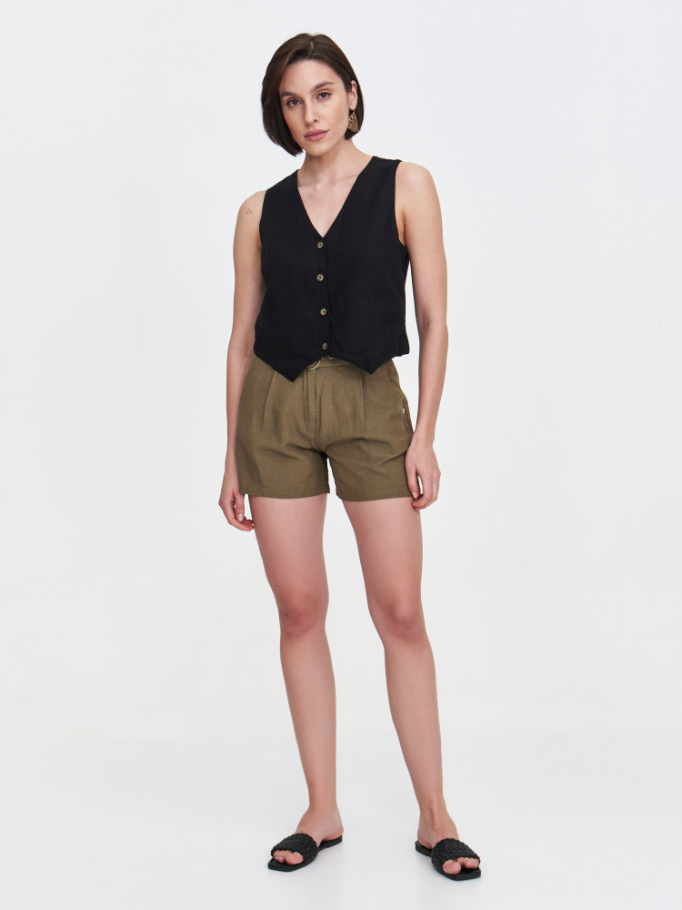 Wiskozowo-lniana kamizelka 