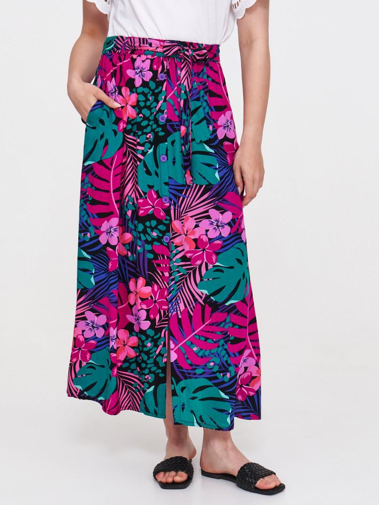 Wzorzysta spódnica z rozcięciem 