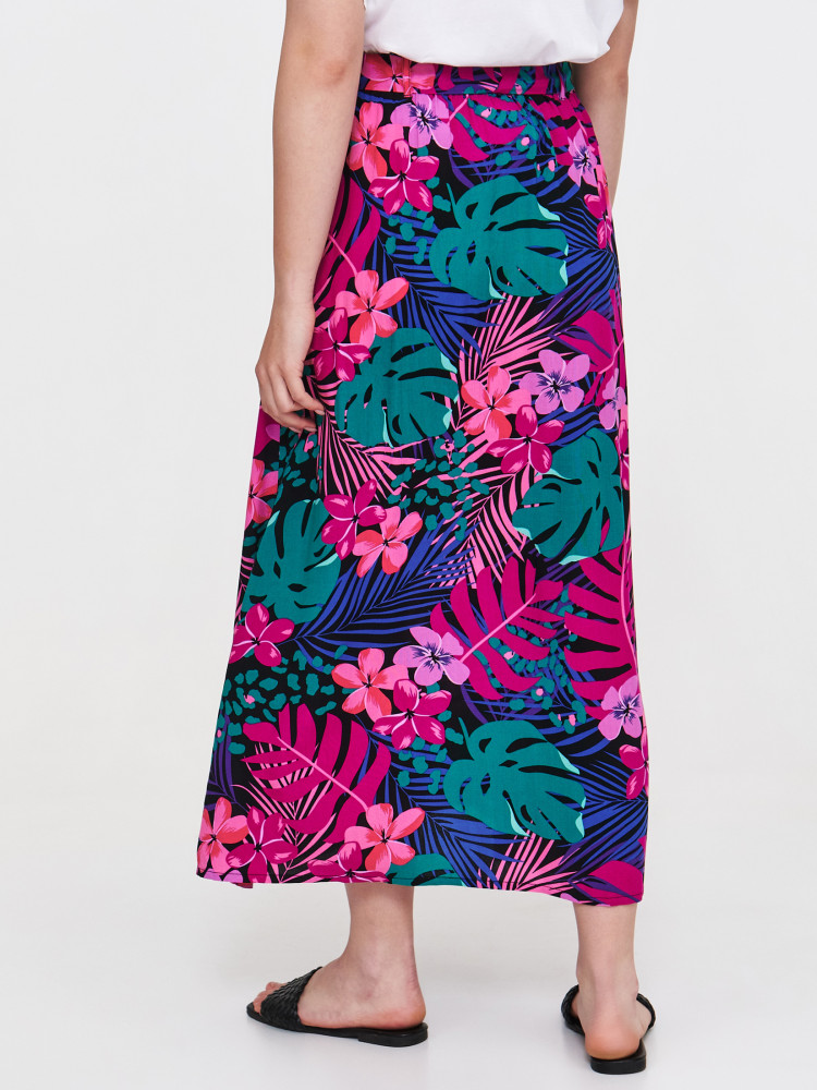 Wzorzysta spódnica z rozcięciem 