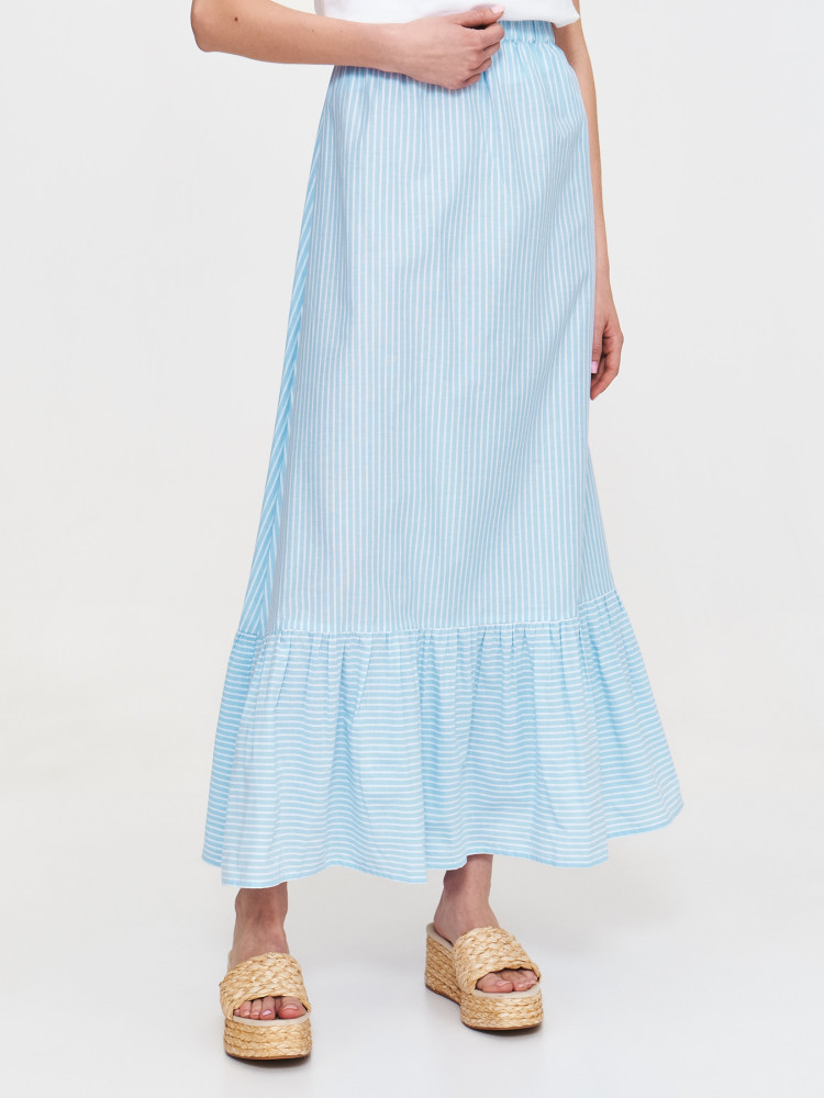 Spódnica w paski z falbaniastym dołem 