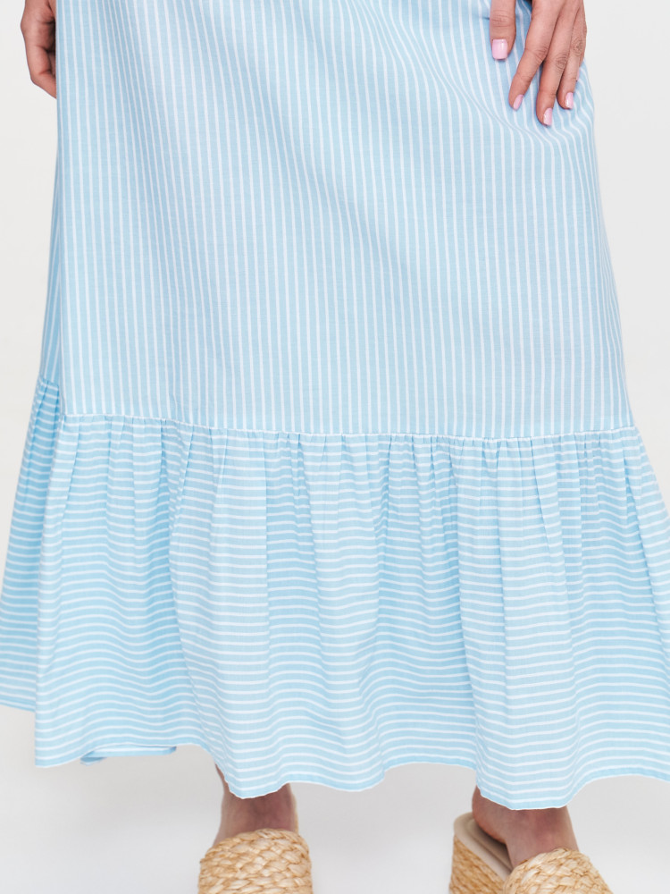 Spódnica w paski z falbaniastym dołem 