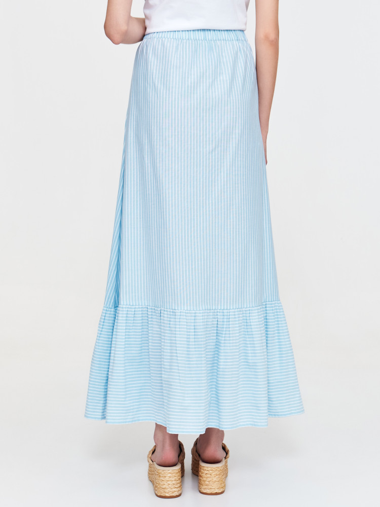 Spódnica w paski z falbaniastym dołem 