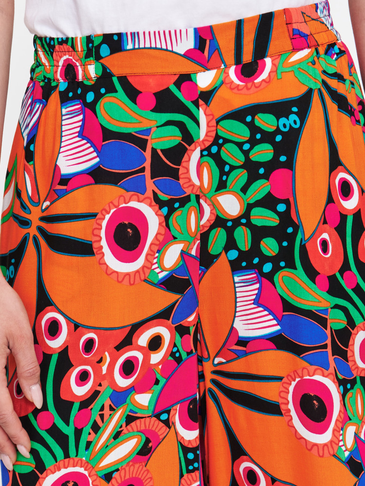 Wiskozowe spodnie z kolorowym printem 