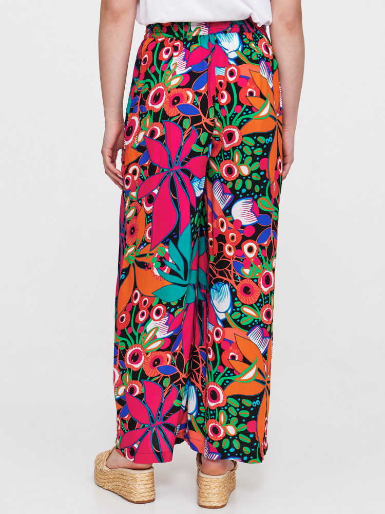 Wiskozowe spodnie z kolorowym printem 