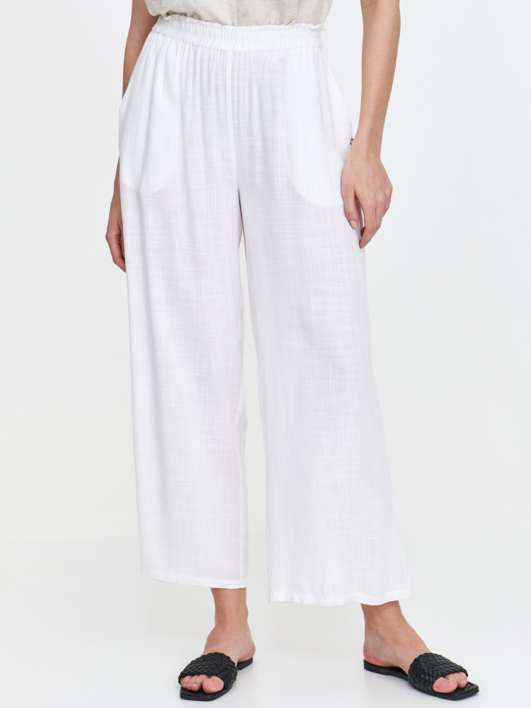 Wiskozowo-lniane spodnie w białym kolorze 