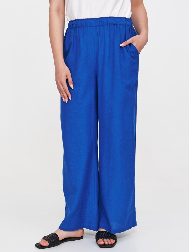 Kobaltowe spodnie z szeroką nogawką 