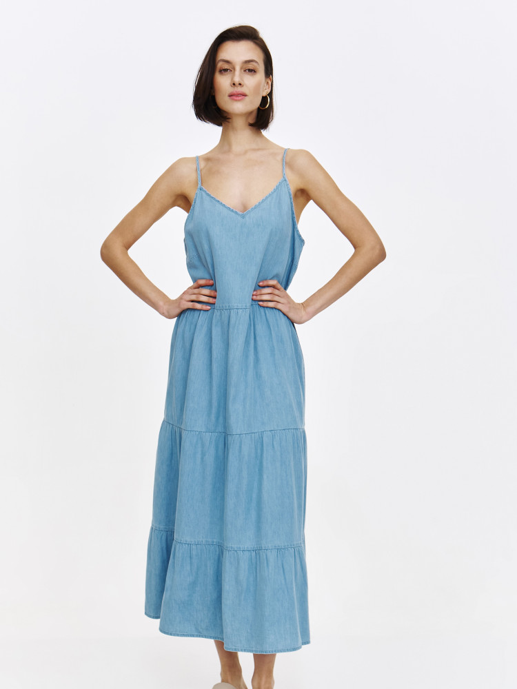 Jeansowa sukienka na regulowanych ramiączkach 