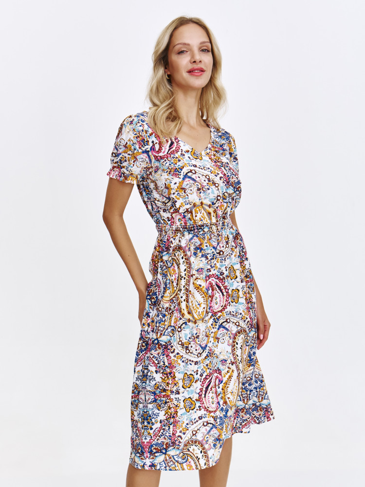 Sukienka z kolorowym printem o swobodnym kroju 