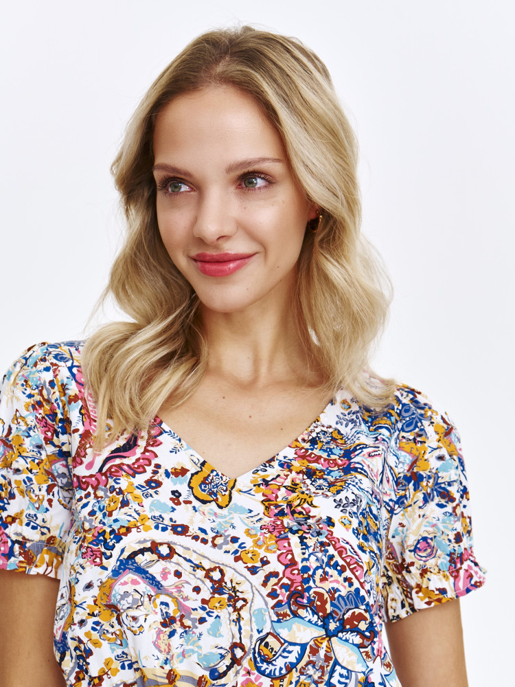 Sukienka z kolorowym printem o swobodnym kroju 