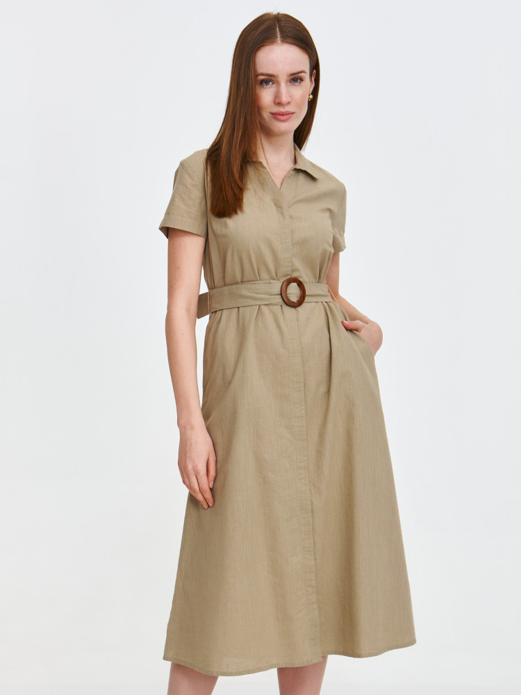 Koszulowa sukienka midi w kolorze zielonym 