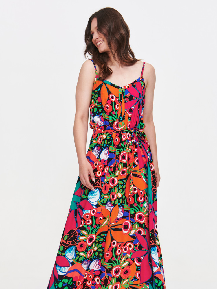 Maxi sukienka z tropikalnym printem 