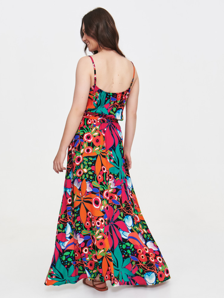 Maxi sukienka z tropikalnym printem 