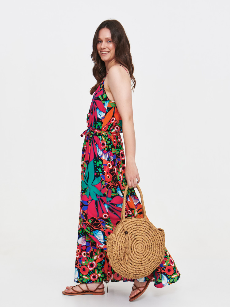 Maxi sukienka z tropikalnym printem 