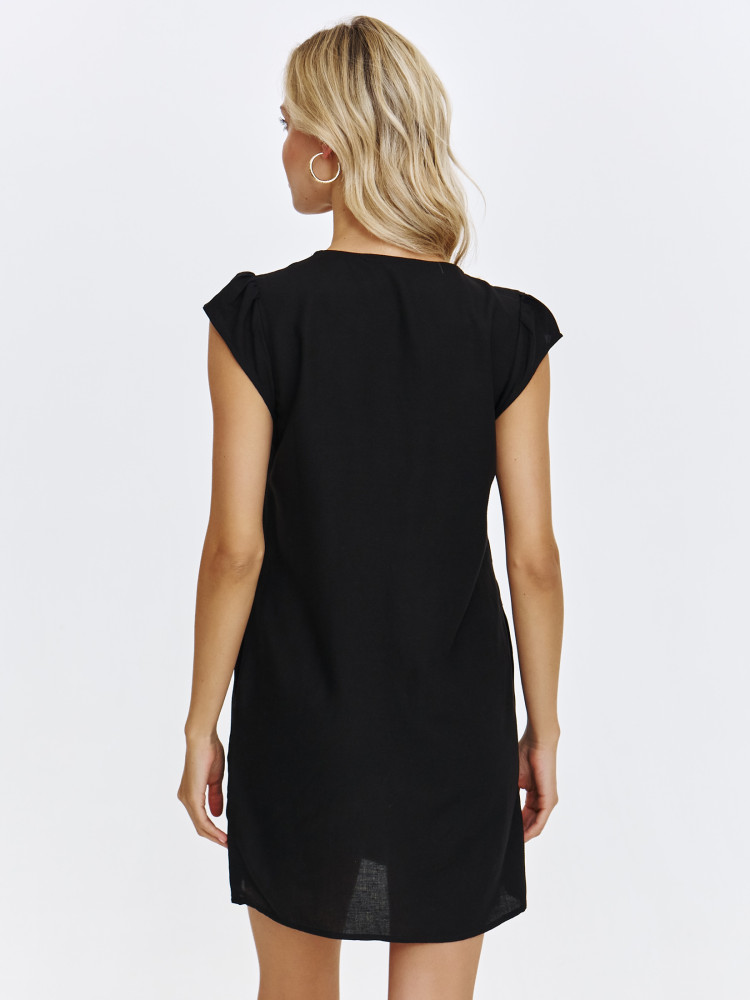 Delikatna sukienka lniano-wiskozowa w kolorze czarnym 