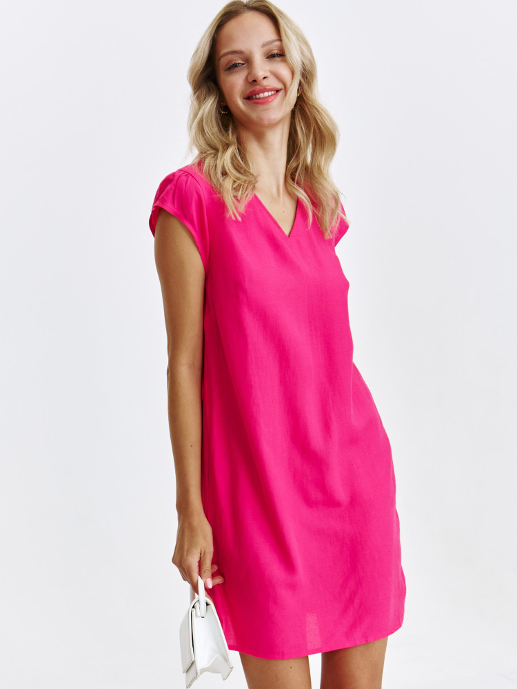 Sukienka lniano-wiskozowa w kolorze różowym 