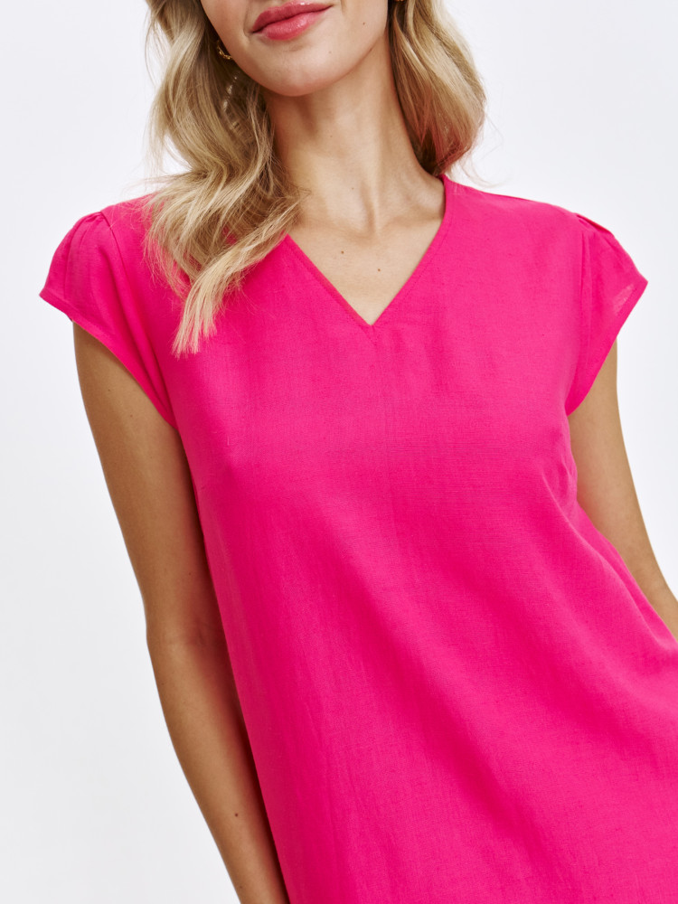 Sukienka lniano-wiskozowa w kolorze różowym 