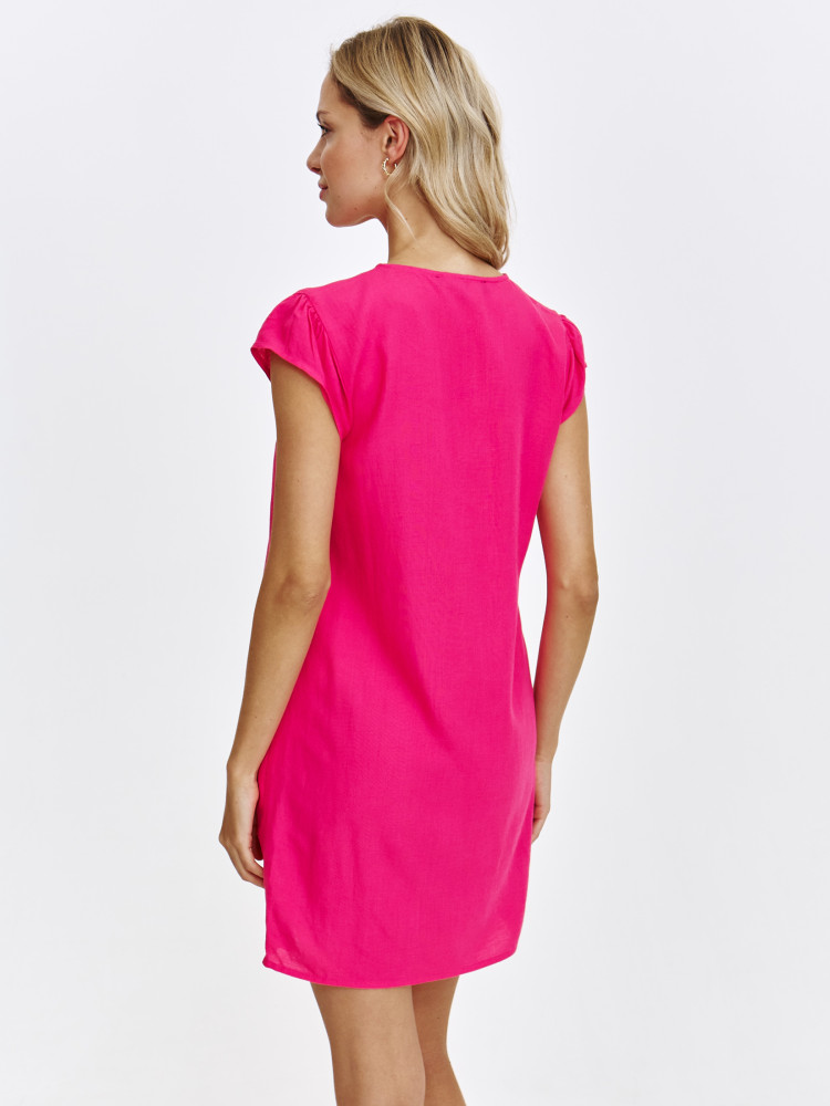 Sukienka lniano-wiskozowa w kolorze różowym 