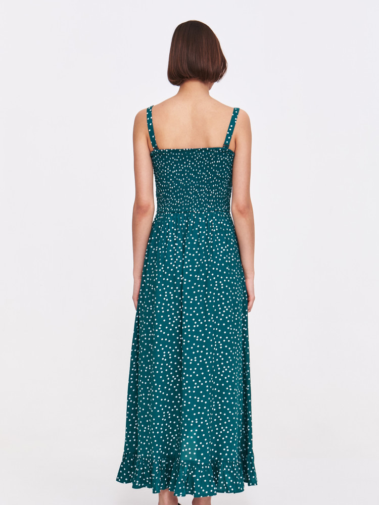 Turkusowa sukienka w kropki 