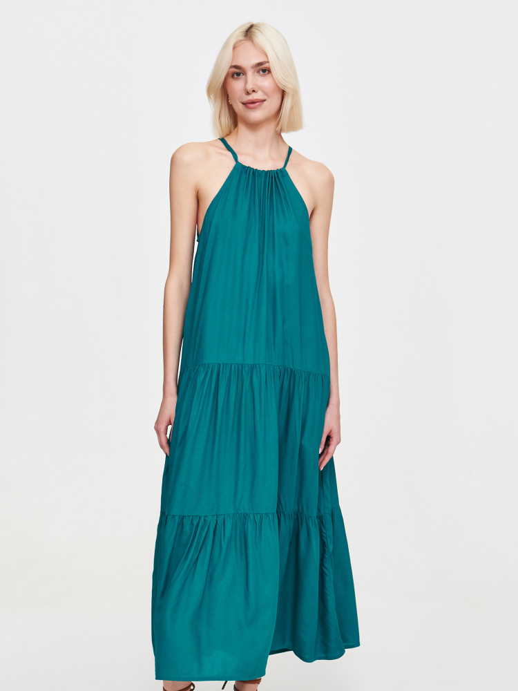 Zielona sukienka z dekoltem halter 