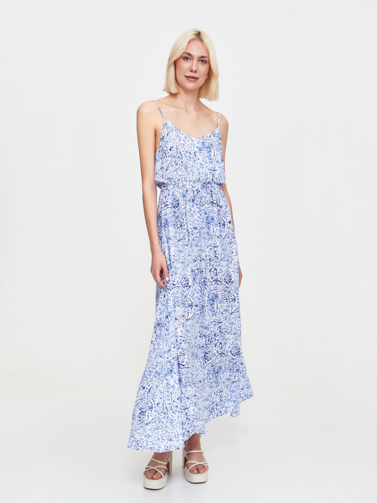 Zwiewna długa sukienka z printem 