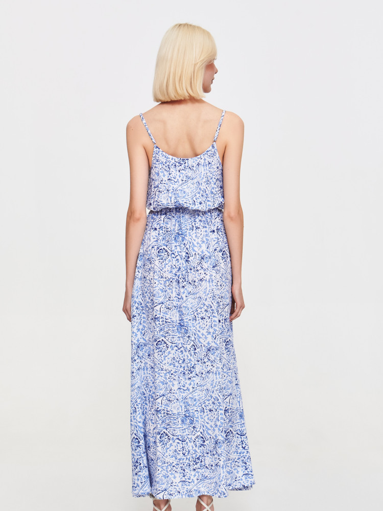 Zwiewna długa sukienka z printem 