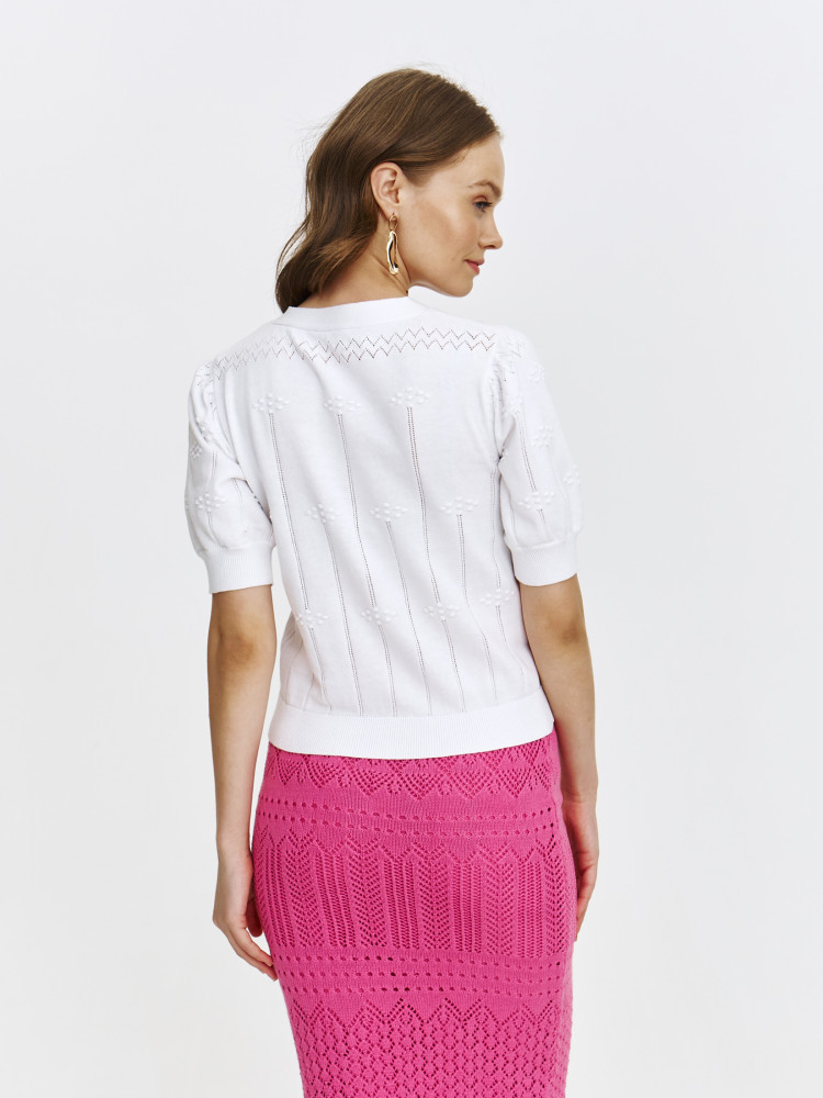 Biały kardigan z bufiastymi rękawami  Biały kardigan z bufiastymi rękawami